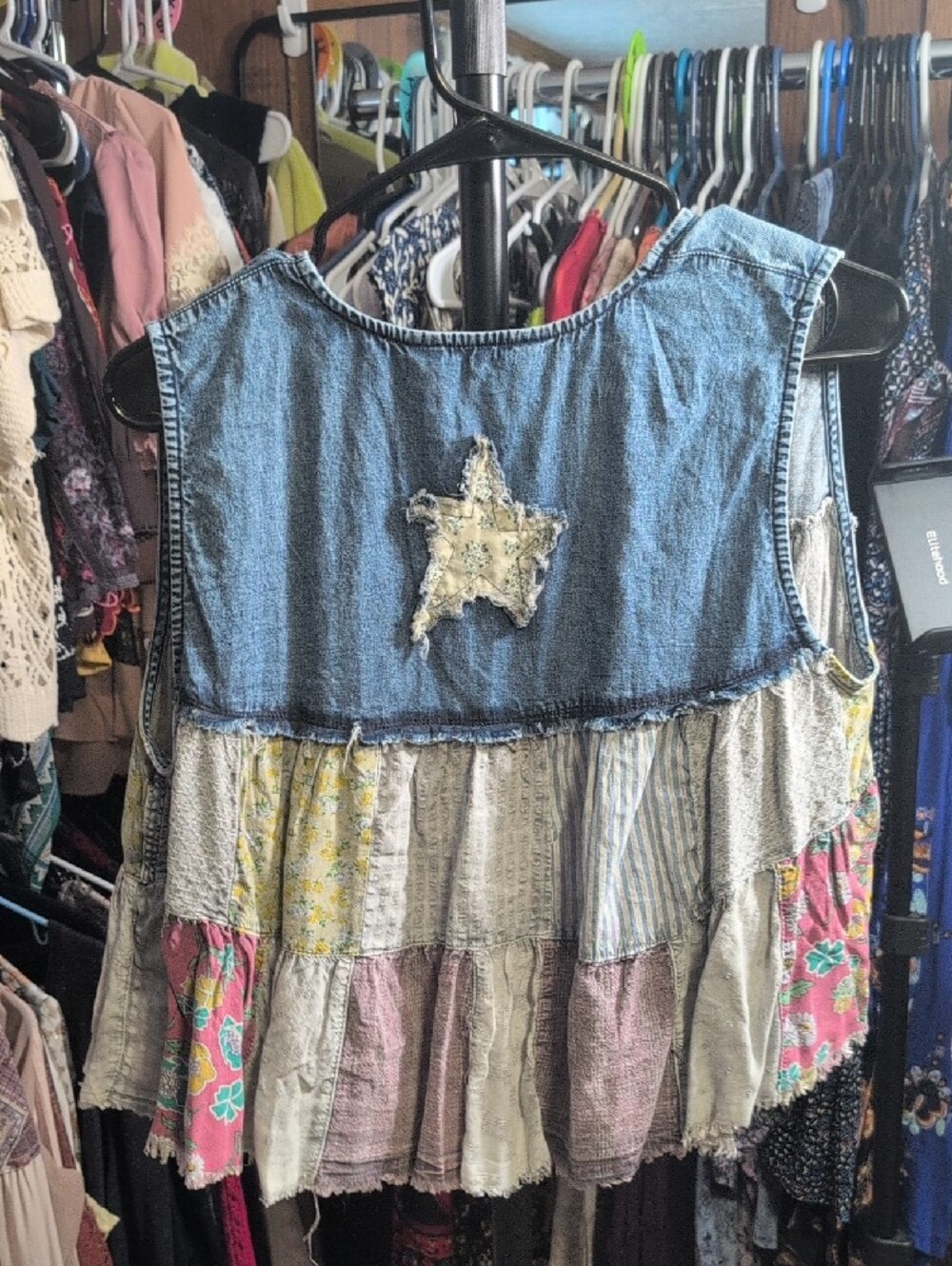Young Threads Patchwork Denim & Multi-Stripe Sleeveless Top NWT - Picture 5 of 5